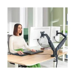 BRAZO PARA MONITOR LEITZ ERGO SPACESAVING DUAL GRIS OSCURO
