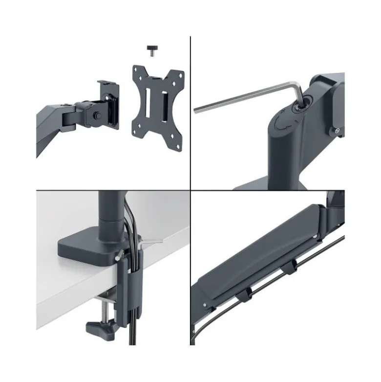 BRAZO PARA MONITOR LEITZ ERGO SPACESAVING DUAL GRIS OSCURO