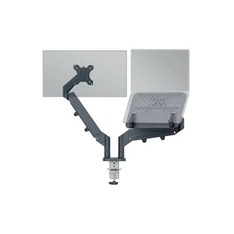 BRAZO PARA MONITOR Y PORTATIL LEITZ ERGO SPACESAVING DUAL GRIS OSCURO