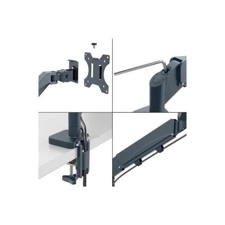 BRAZO PARA MONITOR Y PORTATIL LEITZ ERGO SPACESAVING DUAL GRIS OSCURO