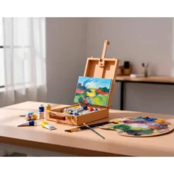 CABALLETE PINTOR DE SOBREMESA LIDERPAPEL MADERA DE HAYA BARNIZADO CON MALETIN 39X26X13CM CERTIFICADO FSC