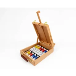 CABALLETE PINTOR DE SOBREMESA LIDERPAPEL MADERA DE HAYA BARNIZADO CON MALETIN 39X26X13CM CERTIFICADO FSC