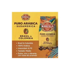 CAFE EN GRANO MARCILLA SUPERIOR PURO ARABICA SUDAMERICA BRASIL&COLOMBIA PAQUETE DE 400 GR