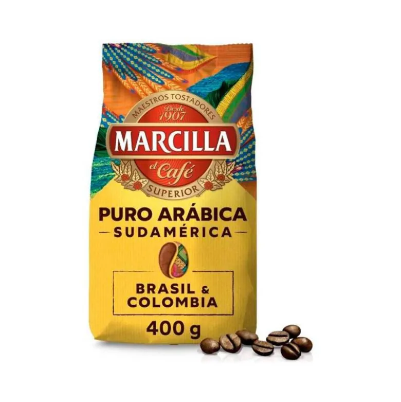 CAFE EN GRANO MARCILLA SUPERIOR PURO ARABICA SUDAMERICA BRASIL&COLOMBIA PAQUETE DE 400 GR