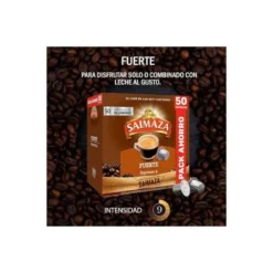 CAFE SAIMAZA FUERTE ESPRESSO INTENSIDAD 9 CAJA DE 50 CAPSULAS COMPATIBLE NESPRESSO