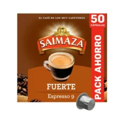 CAFE SAIMAZA FUERTE ESPRESSO INTENSIDAD 9 CAJA DE 50 CAPSULAS COMPATIBLE NESPRESSO