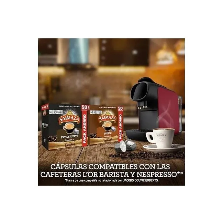 CAFE SAIMAZA FUERTE ESPRESSO INTENSIDAD 9 CAJA DE 50 CAPSULAS COMPATIBLE NESPRESSO