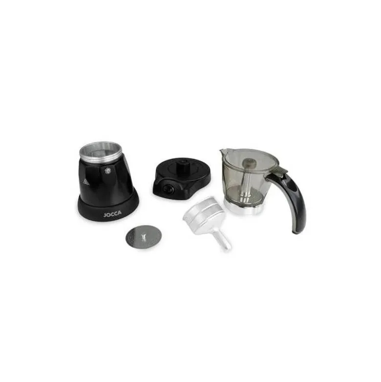 CAFETERA JOCCA ITALIANA ELECTRICA CAPACIDAD 6 TAZAS JARRA TRANSPARENTE SIN CABLES 220-240V COLOR NEGRO