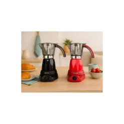 CAFETERA JOCCA ITALIANA ELECTRICA CAPACIDAD 6 TAZAS JARRA TRANSPARENTE SIN CABLES 220-240V COLOR NEGRO