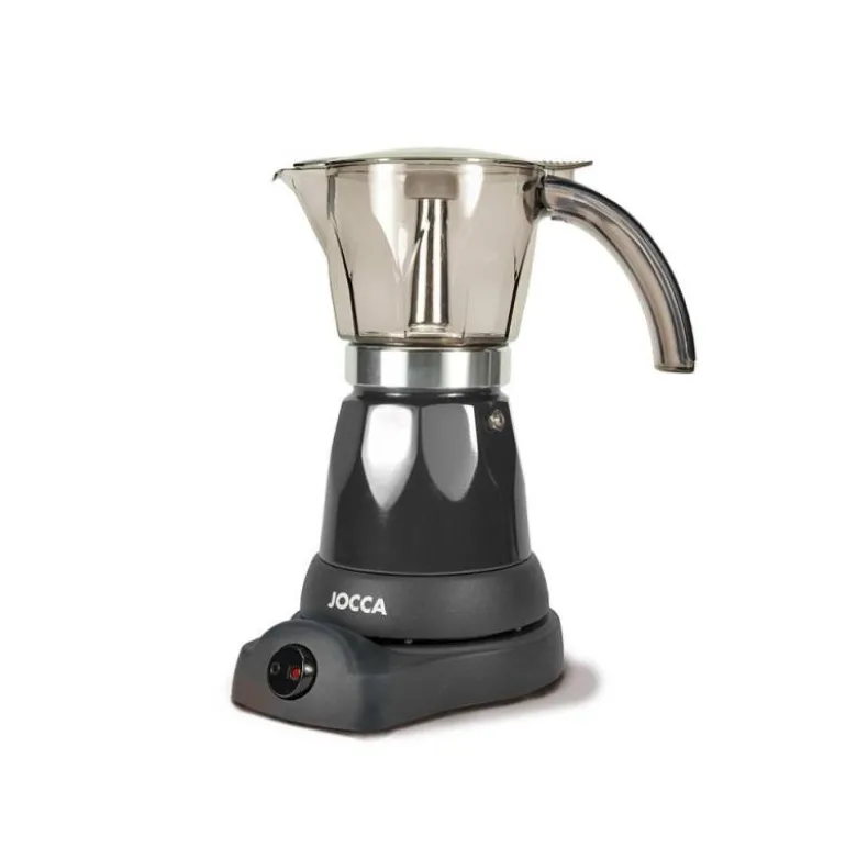 CAFETERA JOCCA ITALIANA ELECTRICA CAPACIDAD 6 TAZAS JARRA TRANSPARENTE SIN CABLES 220-240V COLOR NEGRO