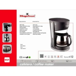CAFETERA RISTRETTO MAGEFESA 12 TAZAS CON FILTRO EXTRAIBLE Y PLACA CALEFACTORA ANTIADHERENTE 800W