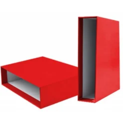 CAJA ARCHIVADOR LIDERPAPEL DE PALANCA CARTON FOLIO DOCUMENTA LOMO 75MM COLOR ROJO