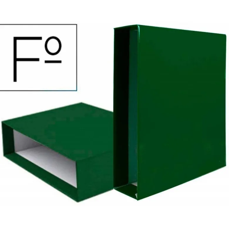 CAJA ARCHIVADOR LIDERPAPEL DE PALANCA CARTON FOLIO DOCUMENTA LOMO 75MM COLOR VERDE