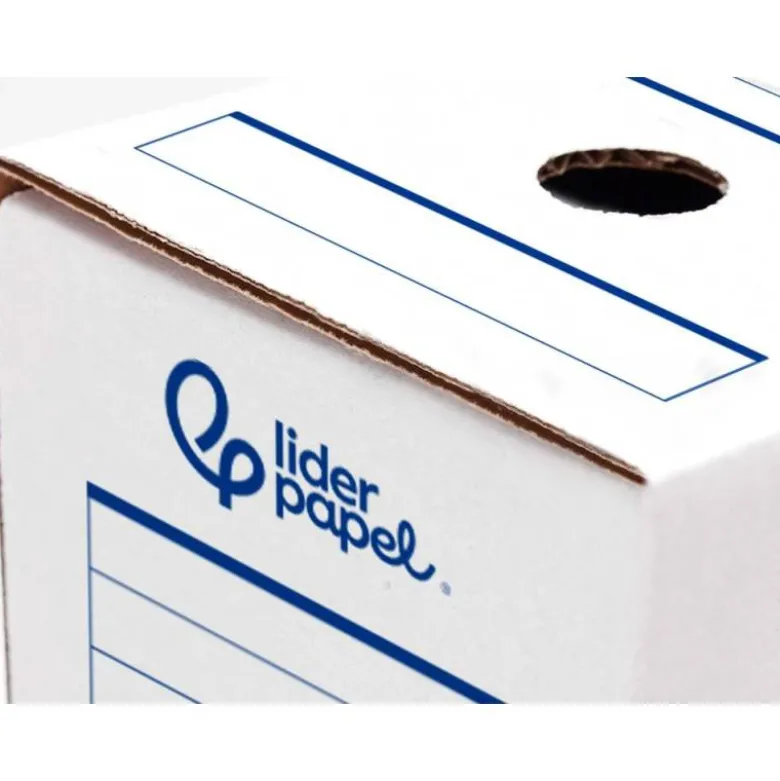 CAJA ARCHIVO DEFINITIVO AUTOMATICA LIDERPAPEL DIN A4 CARTON RECICLADO 325G/M2 LOMO 100 MM BLANCO 360X100X255MM