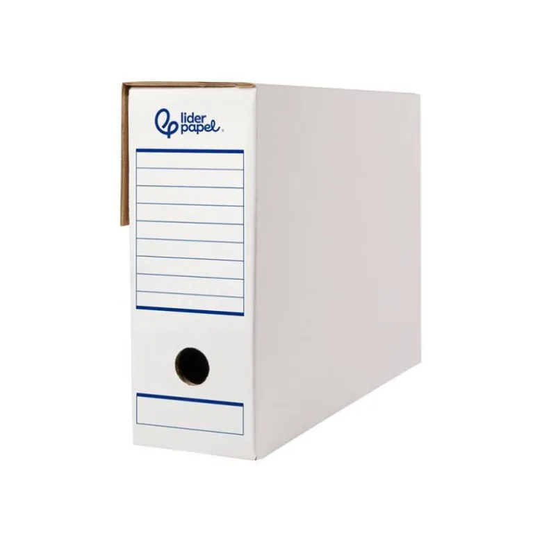 CAJA ARCHIVO DEFINITIVO AUTOMATICA LIDERPAPEL DIN A4 CARTON RECICLADO 325G/M2 LOMO 100 MM BLANCO 360X100X255MM