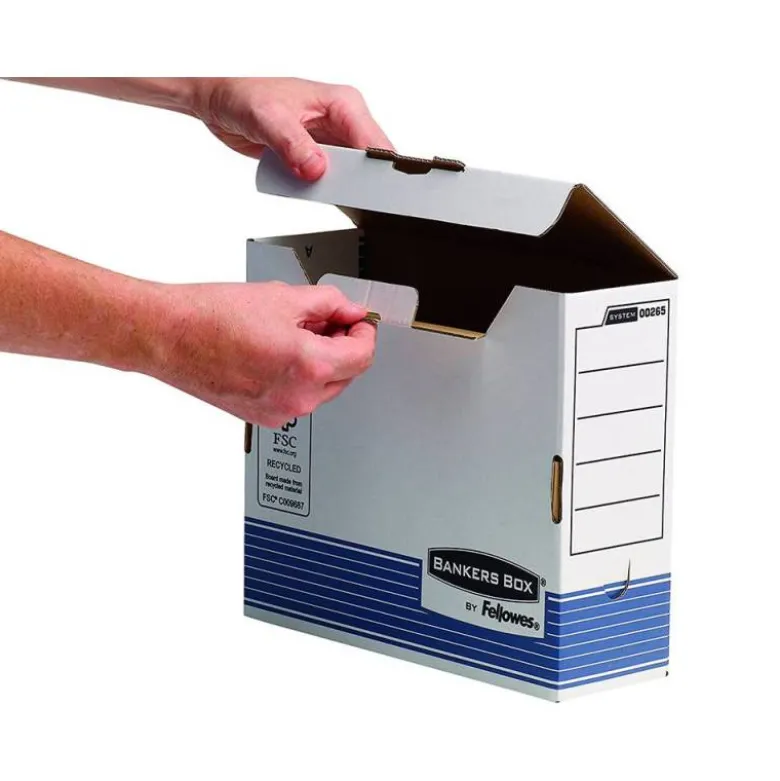 CAJA ARCHIVO DEFINITIVO FELLOWES CARTON RECICLADO DIN A4 100 MM COLOR AZUL