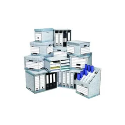 CAJA ARCHIVO DEFINITIVO FELLOWES A4 CARTON RECICLADO 100% LOMO 150 MM MONTAJE AUTOMATICO COLOR AZUL