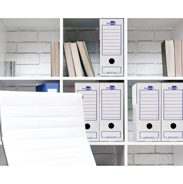 CAJA ARCHIVO DEFINITIVO LIDERPAPEL ECOUSE CARTON 100% RECICLADO 104 FOLIO 365X251X100MM 325G/M2
