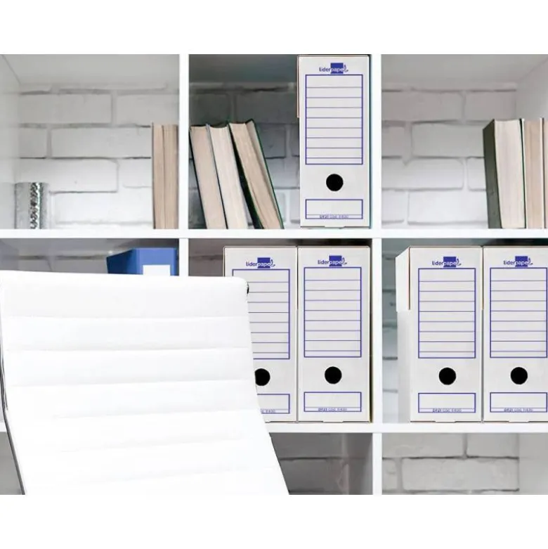 CAJA ARCHIVO DEFINITIVO LIDERPAPEL ECOUSE CARTON 100% RECICLADO FOLIO 365X251X100MM 340G/M2