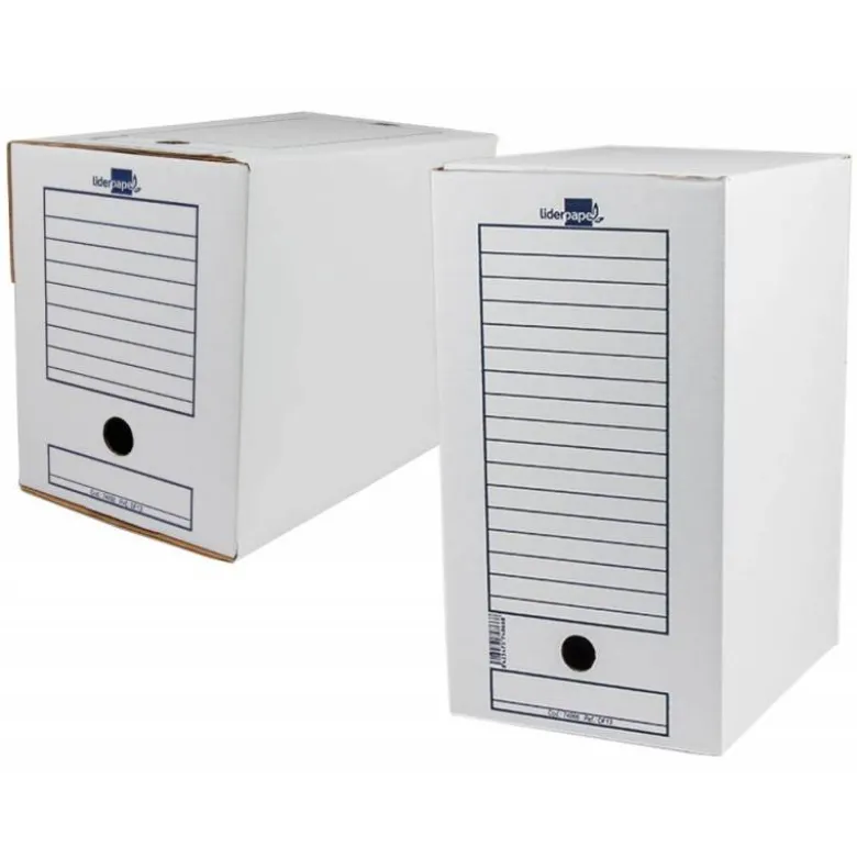 CAJA ARCHIVO DEFINITIVO LIDERPAPEL ECOUSE CARTON 100% RECICLADO FOLIO DOBLE ANCHO 367X251X200MM 325G/M2