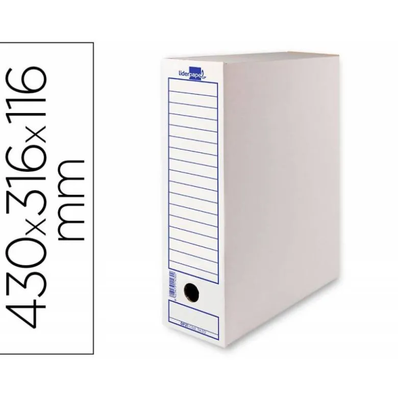 CAJA ARCHIVO DEFINITIVO LIDERPAPEL ECOUSE CARTÓN 100% RECICLADO 106 LISTADOS DE ORDENADOR 430X316X116MM 325G/M2