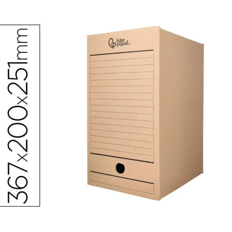 CAJA ARCHIVO DEFINITIVO LIDERPAPEL FOLIO DOBLE ANCHO CARTON RECICLADO 400G/M2 LOMO 200 MM KRAFT 367X200X251 MM