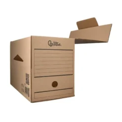 CAJA ARCHIVO DEFINITIVO LIDERPAPEL FOLIO DOBLE ANCHO CARTON RECICLADO 400G/M2 LOMO 200 MM KRAFT 367X200X251 MM