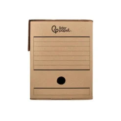 CAJA ARCHIVO DEFINITIVO LIDERPAPEL FOLIO DOBLE ANCHO CARTON RECICLADO 400G/M2 LOMO 200 MM KRAFT 367X200X251 MM