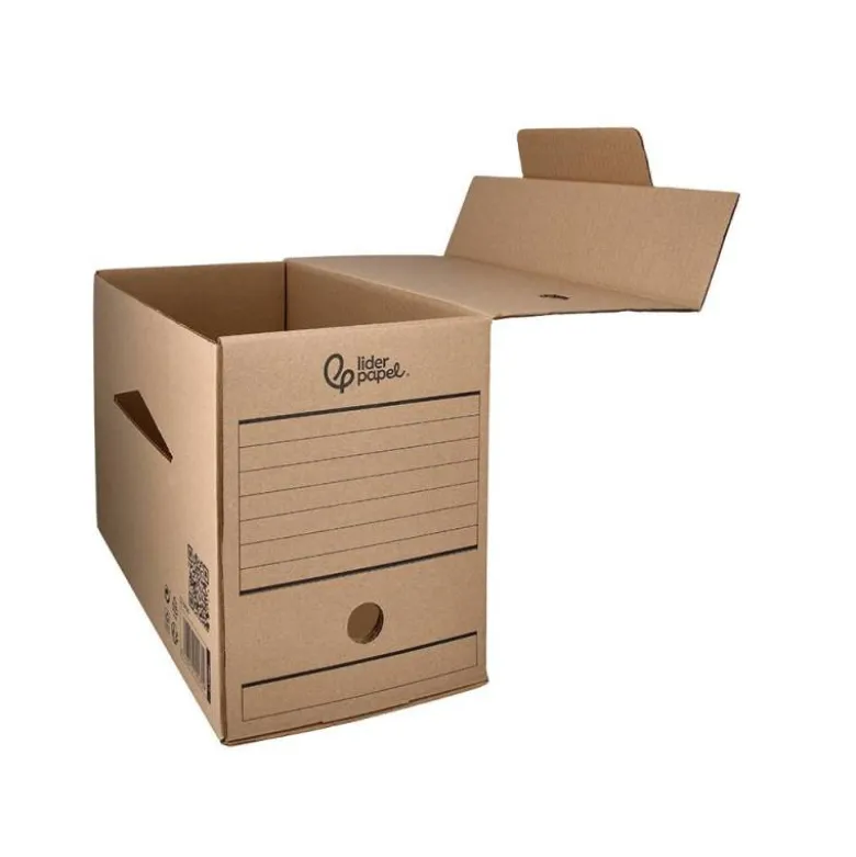 CAJA ARCHIVO DEFINITIVO LIDERPAPEL FOLIO DOBLE ANCHO CARTON RECICLADO 400G/M2 LOMO 200 MM KRAFT 367X200X251 MM