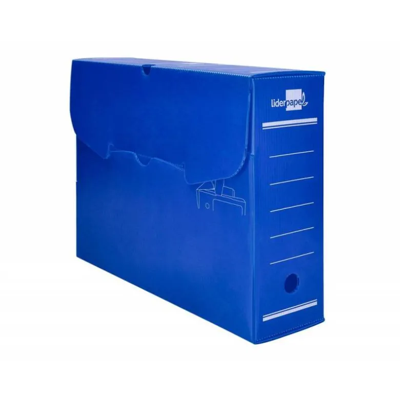 CAJA ARCHIVO DEFINITIVO PLASTICO LIDERPAPEL AZUL 360X260X100 MM