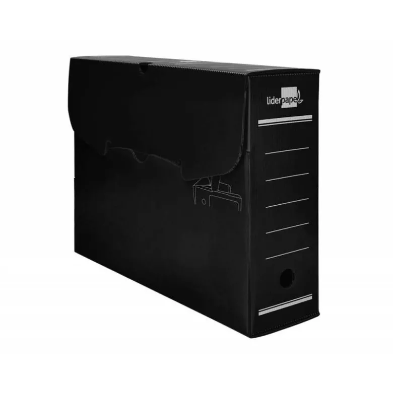 CAJA ARCHIVO DEFINITIVO PLASTICO LIDERPAPEL NEGRO 360X260X100 MM