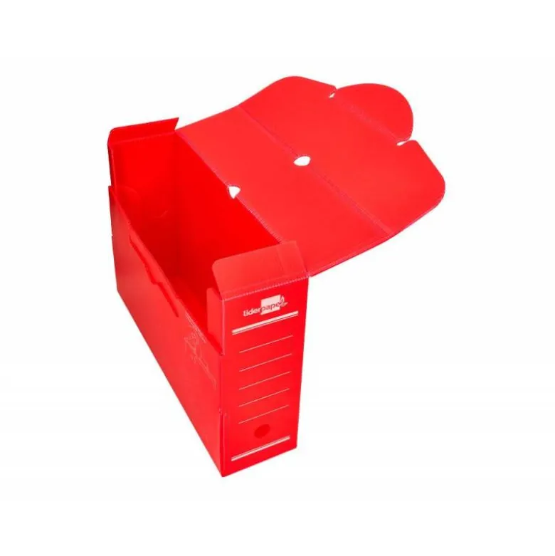 Caja archivo definitivo plastico liderpapel rojo 360x260x100 mm