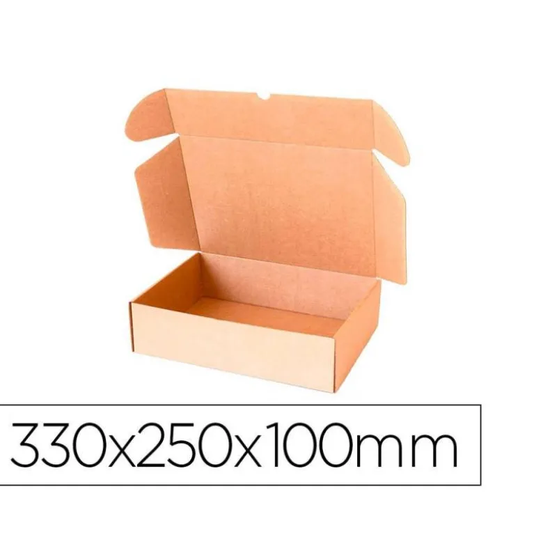 CAJA AUTOMONTABLE Q-CONNECT PARA E-COMMERCE Y REGALO CARTON RECICLADO CANAL SIMPLE 3 MM KRAFT 330X250X100 MM