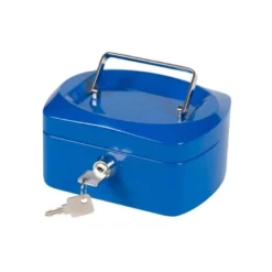 Caja caudales Q-Connect 6" 152x115x80 mm azul con bandeja portamonedas