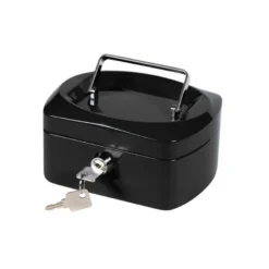 Caja caudales Q-Connect 6" 152x115x80 mm color negro con bandeja portamonedas
