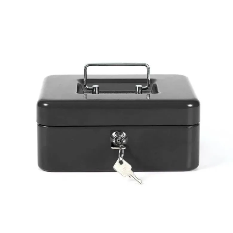 Caja caudales Q-Connect 8" 200x160x90 mm negro con bandeja portamonedas