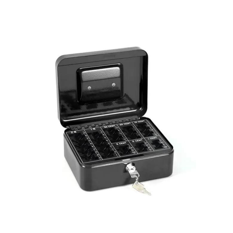 Caja caudales Q-Connect 8" 200x160x90 mm negro con bandeja portamonedas