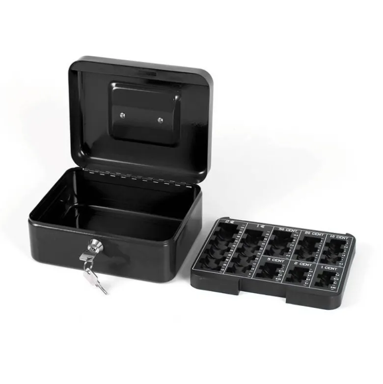 Caja caudales Q-Connect 8" 200x160x90 mm negro con bandeja portamonedas