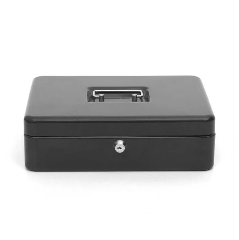 Caja caudales Q-Connect 12" 300x240x90 mm negro con bandeja portamonedas