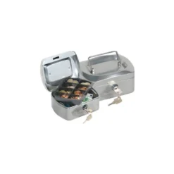 Caja caudales Q-Connect 6" 152x115x80 mm plata con bandeja portamonedas