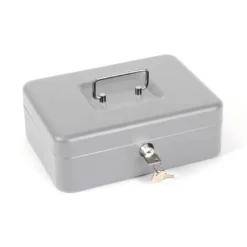 Caja caudales Q-Connect 10" 250x180x90 mm plata con bandeja portamonedas