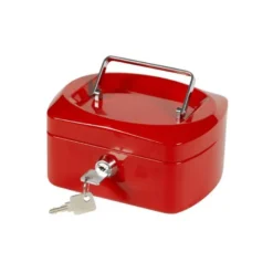Caja caudales Q-Connect 6" 152x115x80 mm rojo con bandeja portamonedas
