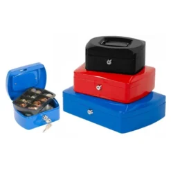 Caja caudales Q-Connect 6" 152x115x80 mm rojo con bandeja portamonedas
