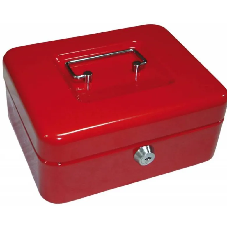 Caja caudales Q-Connect 8" 200x160x90 mm rojo con bandeja portamonedas