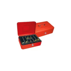 Caja caudales Q-Connect 10" 250x180x90 mm rojo con bandeja portamonedas