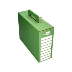 CAJA CHEQUE-LIBRO LIDERPAPEL PARA MATERIAL ESCOLAR CARTON REFORZADO CON ASA COLOR VERDE 393X120X393 MM