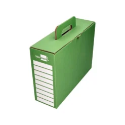 CAJA CHEQUE-LIBRO LIDERPAPEL PARA MATERIAL ESCOLAR CARTON REFORZADO CON ASA COLOR VERDE 393X120X393 MM
