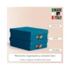 CAJA DE ALMACENAJE LEITZ CARTON MEDIANA BAJA CON ASA DE PIEL COLOR AZUL PACK DE 2 UNIDADES