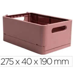 CAJA MULTIUSOS EXACOMPTA SMART CASE DIN A5+ PLASTICO RECICLADO PLEGABLE COLOR ROSA VIEJO 275X40X190 MM