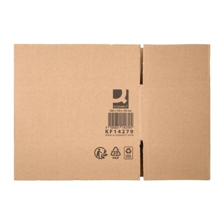 CAJA PARA EMBALAR Q-CONNECT AMERICANA CARTON RECICLADO CANAL SIMPLE 5 MM COLOR KRAFT 250X150X100 MM